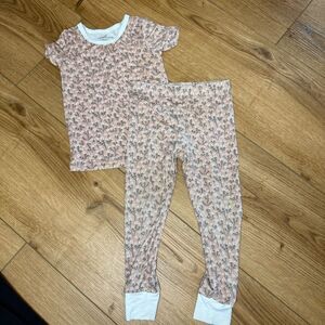 Caden Lane 2T Bamboo Floral Kids Pajamas Set - Pink